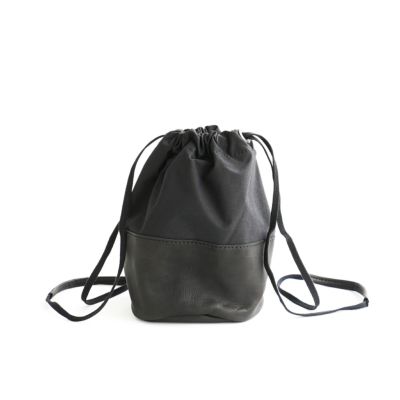 CALF LEATHER COMBI DRAWSTRINGS POUCH S ドローストリングポーチS ...